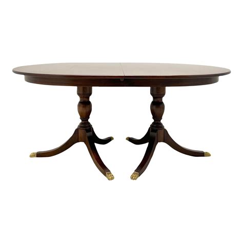 Henkel Harris 2213 29 Mahogany Oval Double Pedestal Dining Table | Chairish