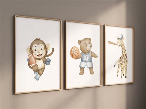 Sports Nursery Decor, Baby Animals Sport, Baby Boy Sports Nursery ...