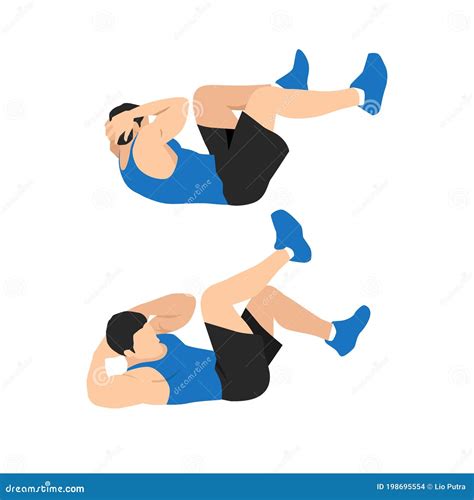 Bicycle Crunches Exercise Workout Silhouette Cartoon Vector ...