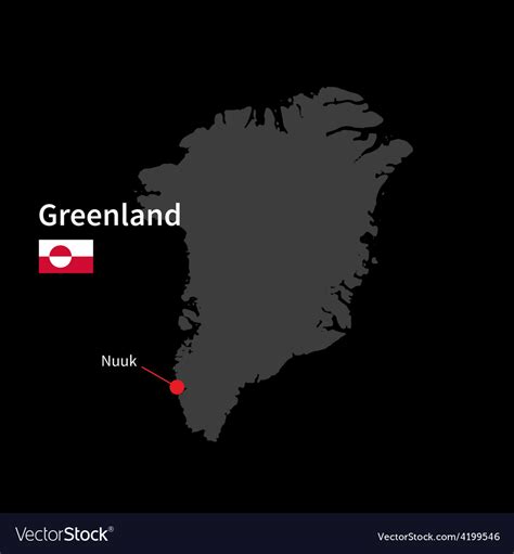 Detailed map of greenland and capital city nuuk Vector Image