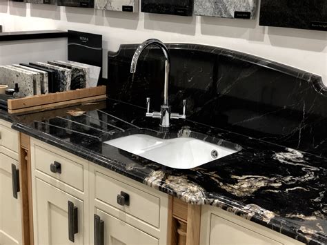 Cosmic Black granite worktops on display in our showroom in Chester ...