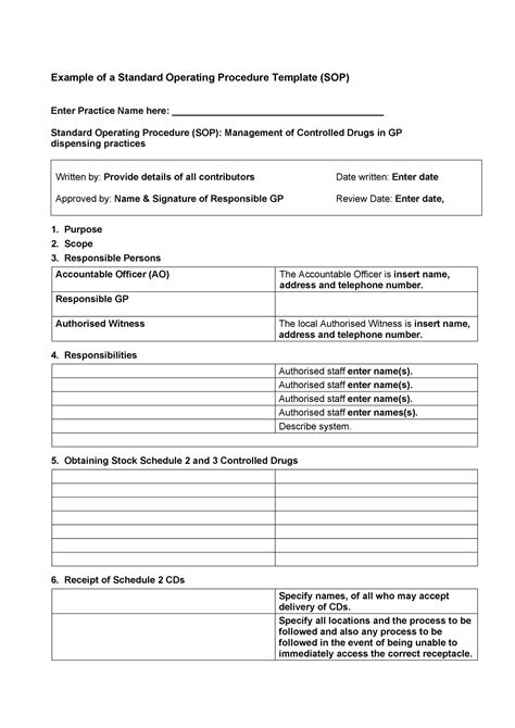 Standard Operating Procedures Template Database