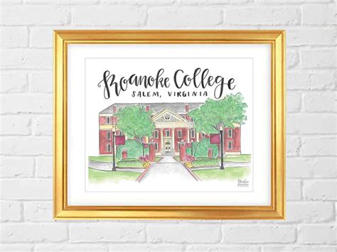 Roanoke College Watercolor Print - Etsy