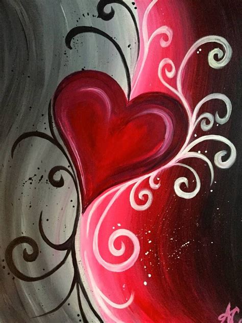 Abstract Heart | Easy canvas painting, Simple acrylic paintings, Canvas ...