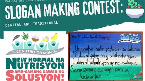 Slogan entry for Nutrition Month 2022, “New Normal na Nutrition, Sama-samang Gawan ng Solusyon ...