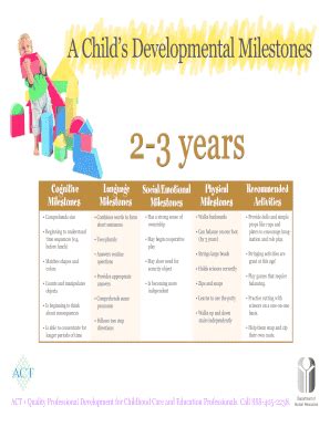 27 Printable A Childs Developmental Milestones Forms and Templates ...