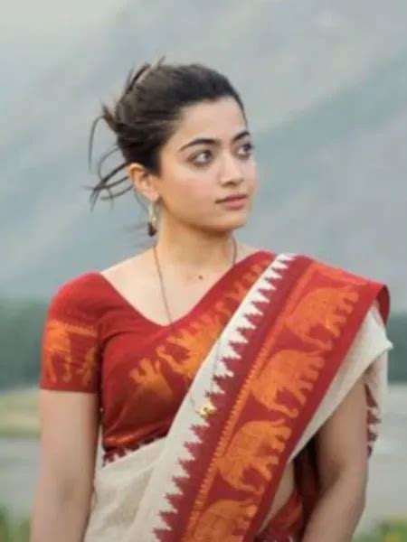 Animal Movie Saree Rashmika Mandanna Saree in White With Red Border in USA, UK, Malaysia, South ...