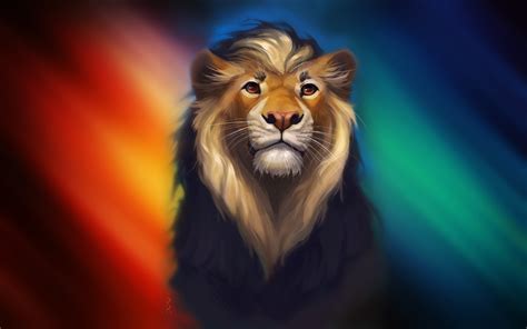 Wallpaper : lion, artwork, digital art, colorful 1920x1200 - Obidayah ...