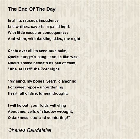 The End Of The Day Poem by Charles Baudelaire - Poem Hunter