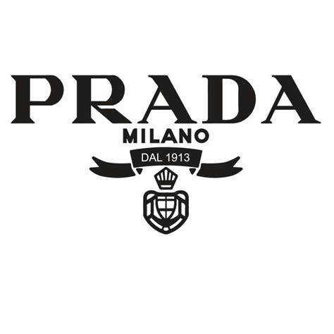 the prada logo is shown in black and white, with an eagle above it