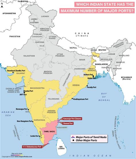 Map of India depicting the state having the maximum number of major ports | India map, Map ...