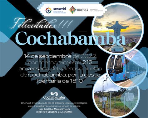 HOY 14 DE SEPTIEMBRE CELEBRAMOS EL 212 ANIVERSARIO DE COCHABAMBA!!! – NOTICIAS SENAMHI