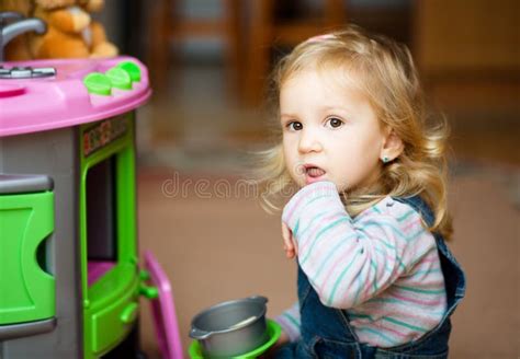 Little Girl Playing with Toys Stock Image - Image of child, people ...