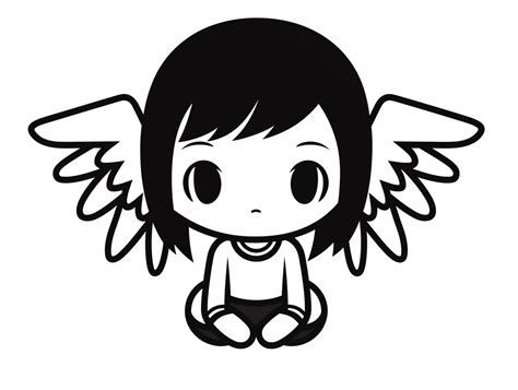 Whimsical Dark Angel Coloring For Kids - Coloring Page