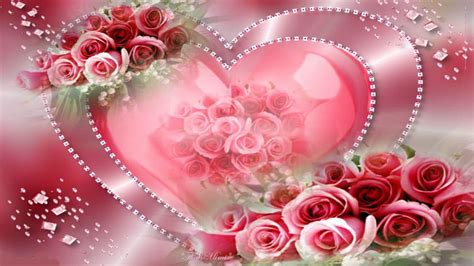 Hearts With Roses Wallpaper