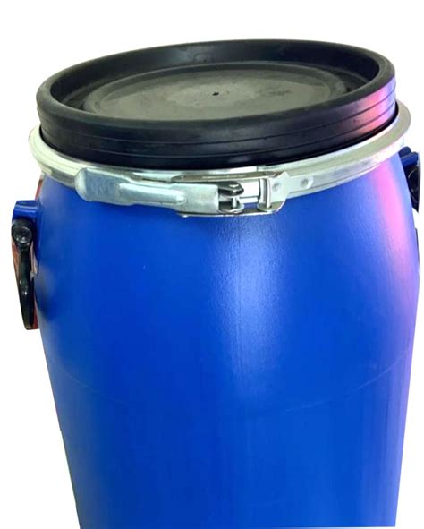 Blue Hdpe Open Top Plastic Storage Drums With Metal Clamp, Capacity: 50 ...