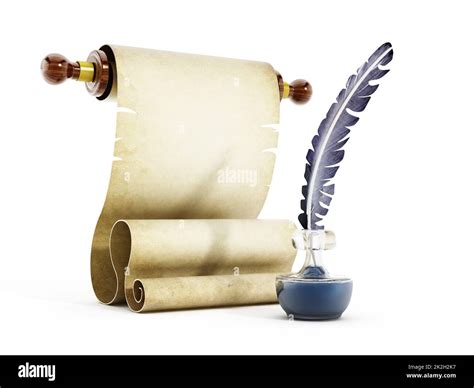 Parchment, quill and ink Stock Photo - Alamy