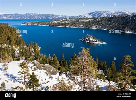 Emerald Bay in the winter, Lake Tahoe Stock Photo, Royalty Free Image ...