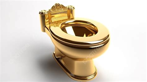 3d Render Of A Luxurious Golden Toilet Against A White Background, 4k, Golden, Golden Luxury ...