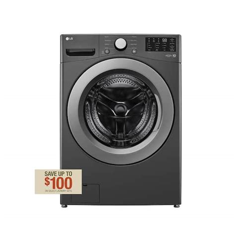 LG 5.0 cu. ft. Stackable Front Load Washer in Middle Black with 6 ...