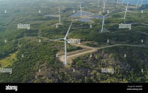 Aerial view of Windmills for electric power production. Bangui Windmills in Ilocos Norte ...