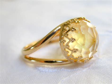 Citrine ring Gemstone ring Gold ring Vintage style ring