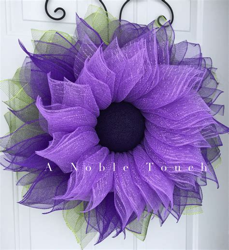 Purple Deco Mesh Flower Wreath Spring Wreath Summer Wreath