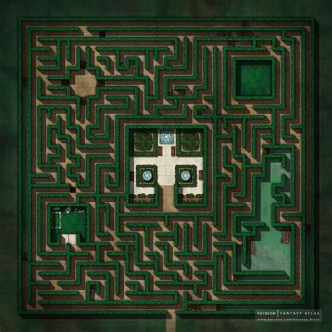 Hedge Maze [34x34] : battlemaps | Tabletop rpg maps, Fantasy map, Dnd ...