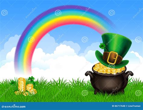 St.Patrick`s Day Symbols-Pot of Gold and Leprechaun Hat Stock Vector - Illustration of icon ...