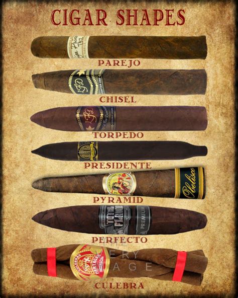 Cigar Art Cigar Shapes Chart Cigar Poster Tobacco Print | Etsy