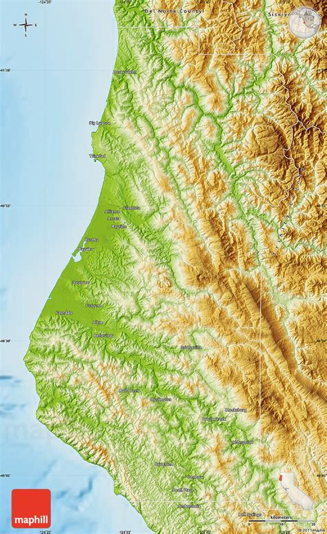 Physical Map of Humboldt County