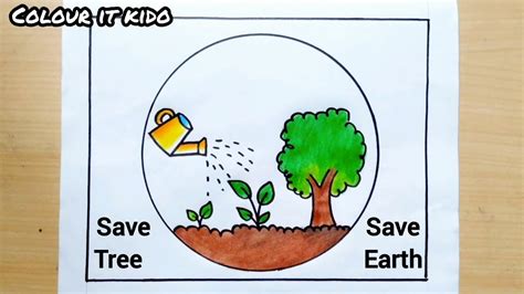 Plant more trees Drawing | Save Tree Save Earth easy poster Drawing ...