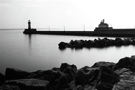 Duluth Lighthouses Black And White Photograph by Dan Sproul - Fine Art America