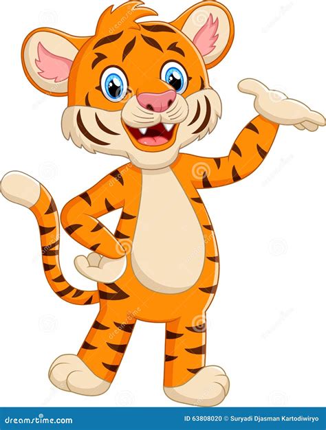 Cute Tiger Waving Hand Stock Vector - Image: 63808020