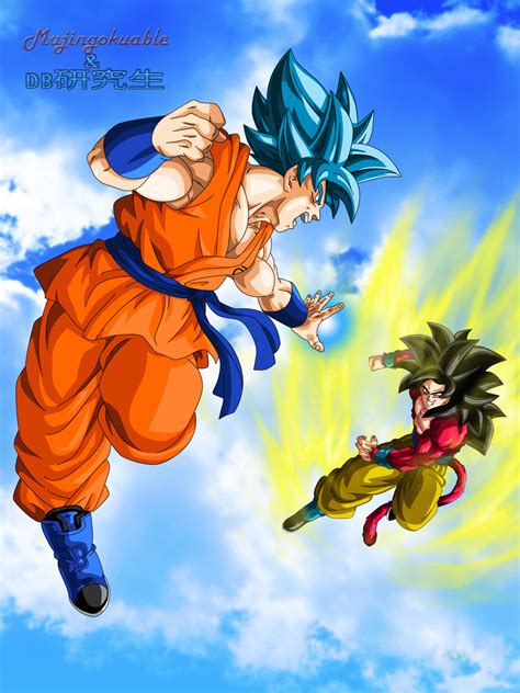 Goku SSGSS vs Goku SSJ4 by Majingokuable on DeviantArt