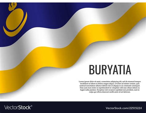 Waving flag of Buryatia is a region of Russia on transparent background. Template for banner or ...