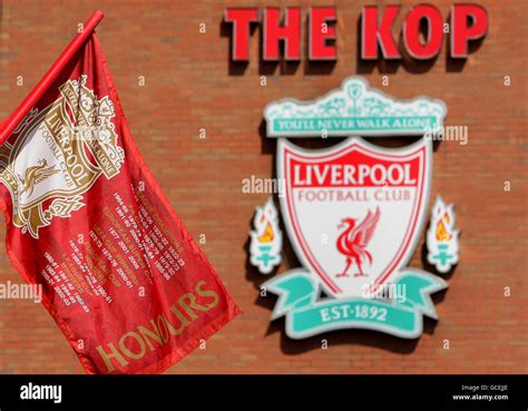 Soccer - Liverpool Football Club Sale - Anfield. A flag outside ...