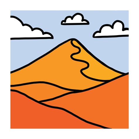 a landscape illustration in a square. simple cartoon drawing in vector ...