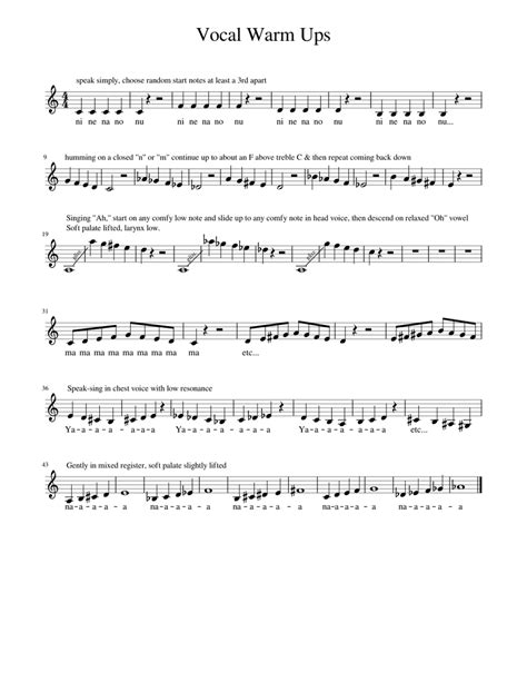 Vocal Warm Ups Sheet music for Piano | Download free in PDF or MIDI ...