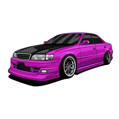 Premium Vector | Pink car low ride modification flat car