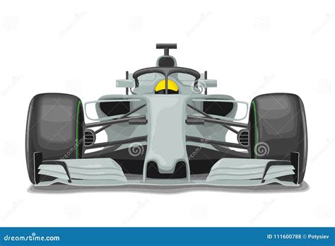 Racing Silver Car with Protection Front View. Vector Flat Color Illustration Stock Vector ...