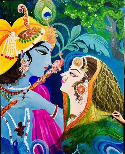 The Radha Krishna divine couple modern contemporary abstract | Etsy