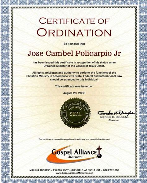 New Certificate Of Ordination Template | Certificate of completion ...