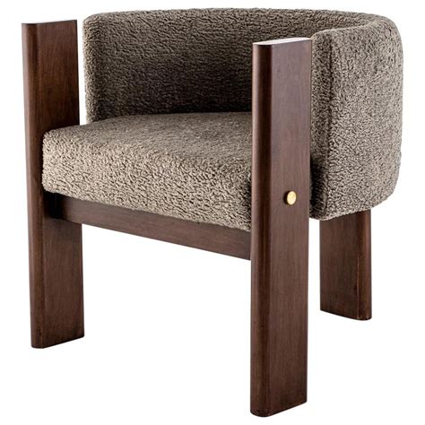 Modern, Walnut Timber, Solid Brass and Boucle' Malta Dining and Lounge Chair in 2021 | Walnut ...