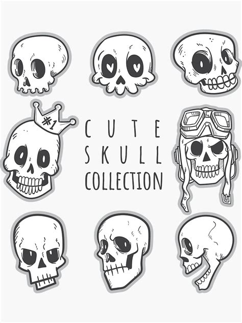 "Cute skull collection" Sticker for Sale by Kanae19 | Redbubble