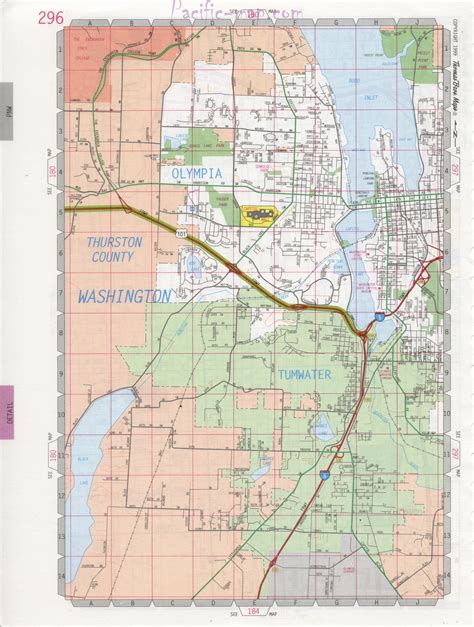 Map of Olympia city WA, detailed map highways streets shopping centers