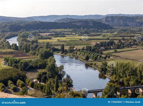 View of the River Dordogne and the Dordogne Valley Stock Image - Image ...