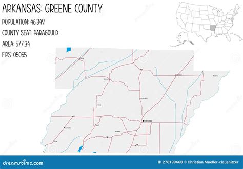 Map of Greene County in Arkansas, USA. Stock Vector - Illustration of ...