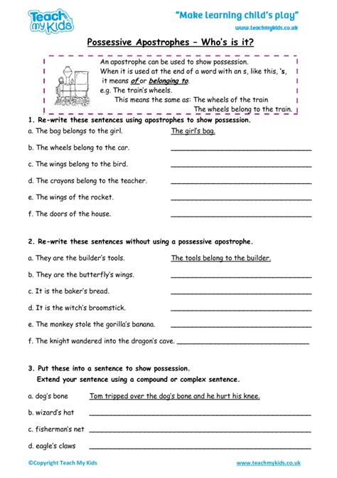 Apostrophe And Possession Worksheet