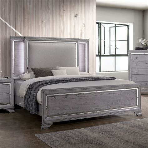 Contemporary Light Gray Color Finish Bedroom Furniture 1pc California ...